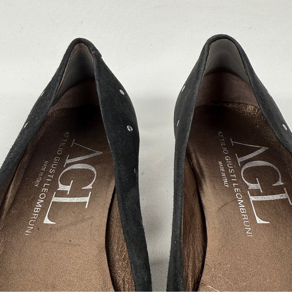 Black Studded Suede Ballet Flats Made in Italy Sz 39 (US 8.5-9) AGL 🖤✨ - Picture 5 of 10